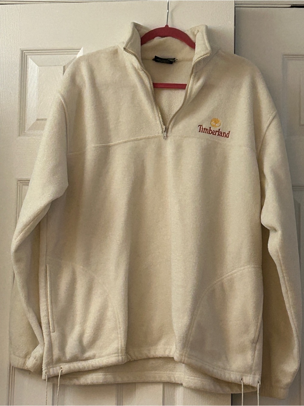 Vtg 90s Timberland Sports Club Fleece Jacket XL Cream White Gorpcore Zip Pullove
